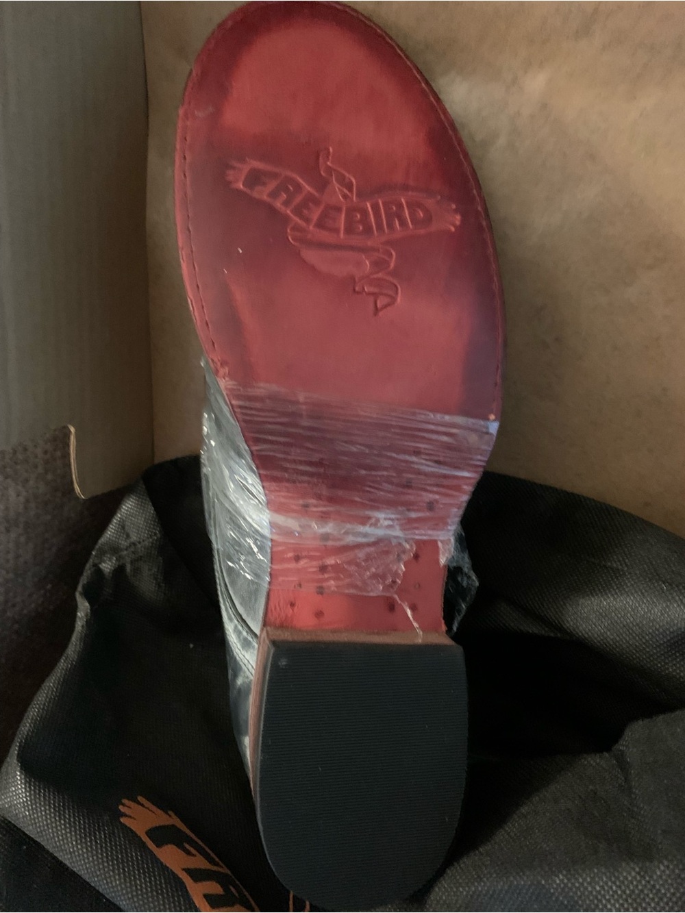 freebird Red Leather Sole Loafer with Black Heel